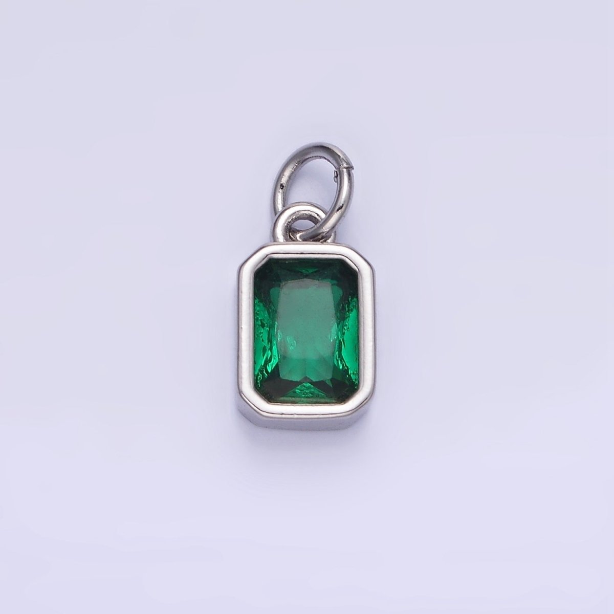 14K Gold Filled Birthstone CZ Baguette Bezel Charm in Gold & Silver | W721 - W728