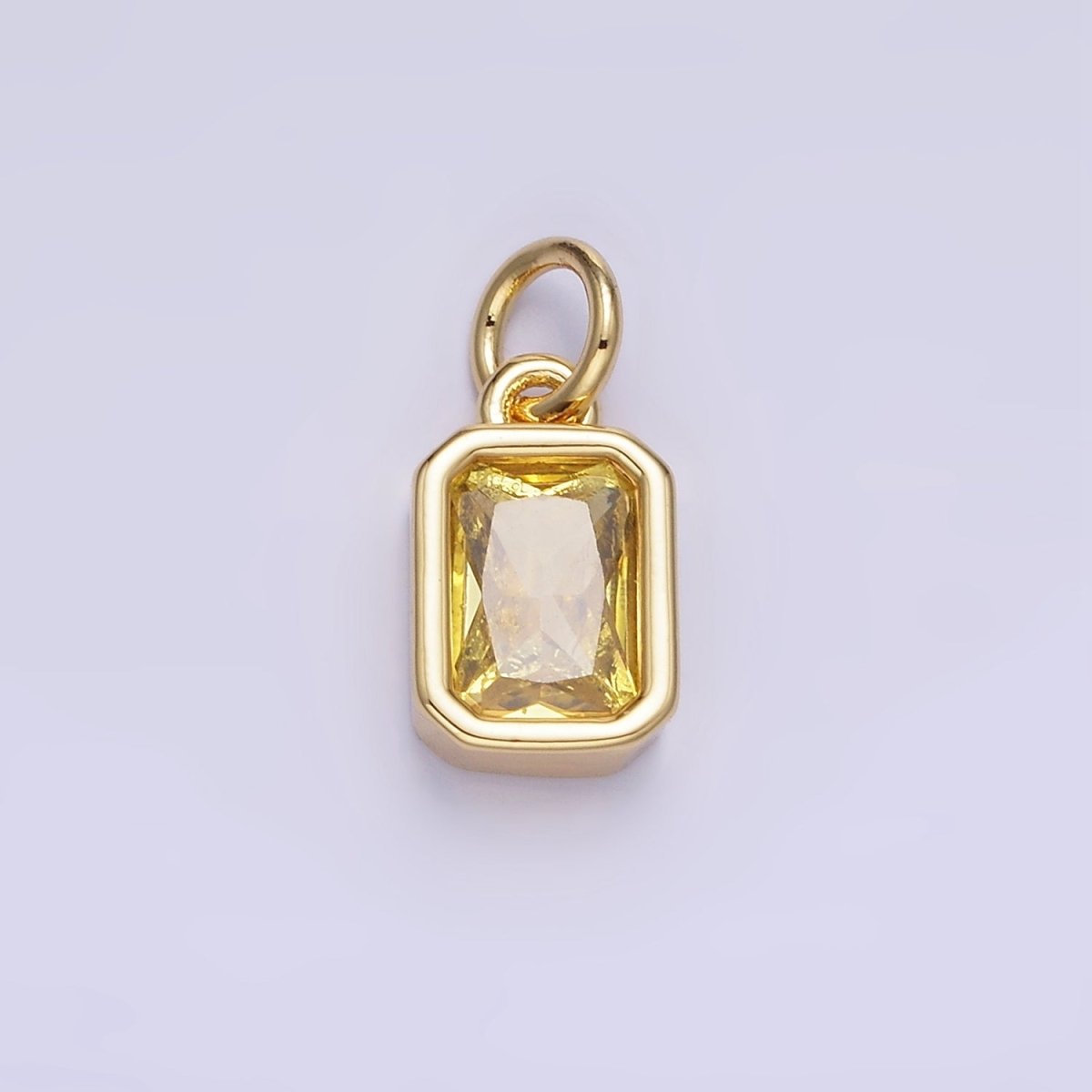 14K Gold Filled Birthstone CZ Baguette Bezel Charm in Gold & Silver | W721 - W728