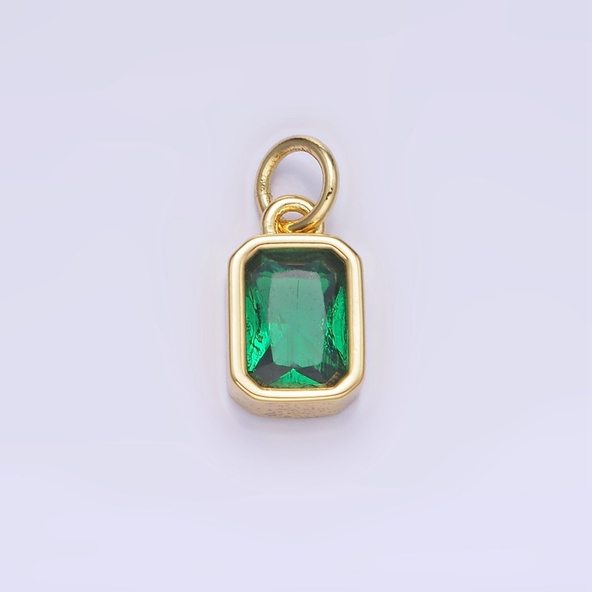 14K Gold Filled Birthstone CZ Baguette Bezel Charm in Gold & Silver | W721 - W728
