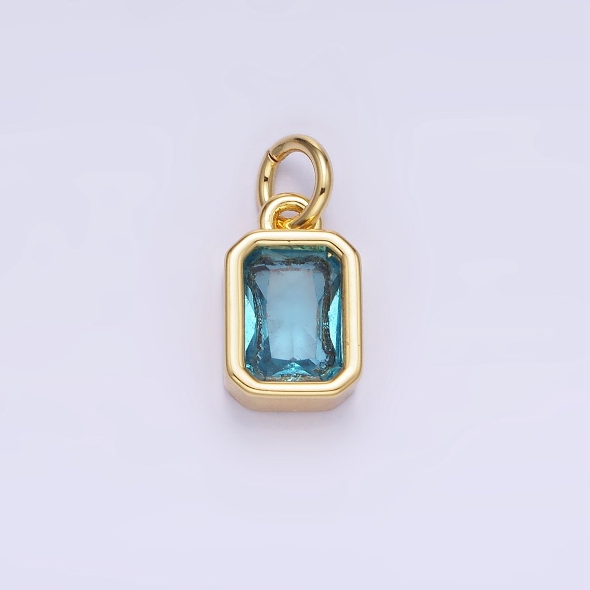 14K Gold Filled Birthstone CZ Baguette Bezel Charm in Gold & Silver | W721 - W728