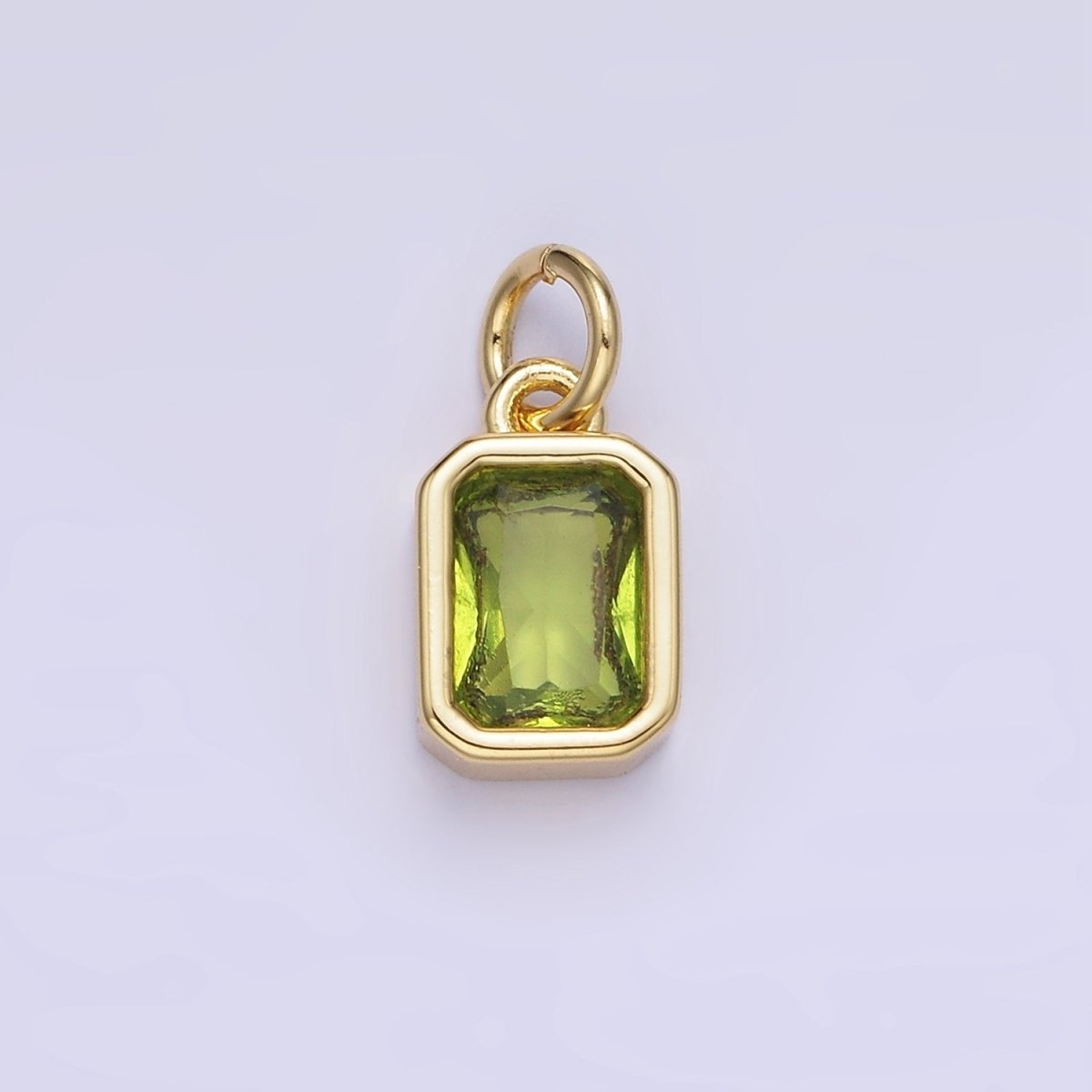 14K Gold Filled Birthstone CZ Baguette Bezel Charm in Gold & Silver | W721 - W728
