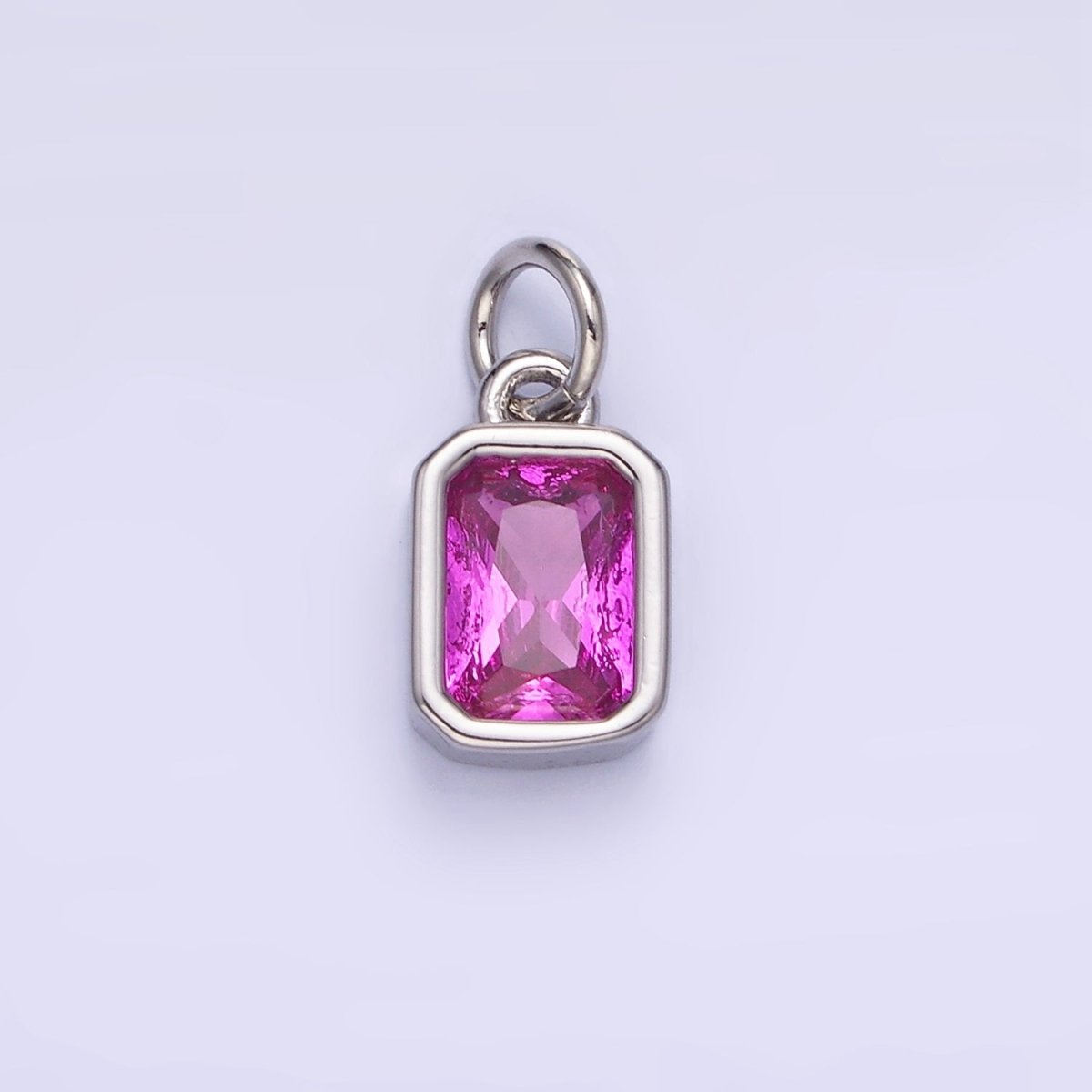 14K Gold Filled Birthstone CZ Baguette Bezel Charm in Gold & Silver | W721 - W728
