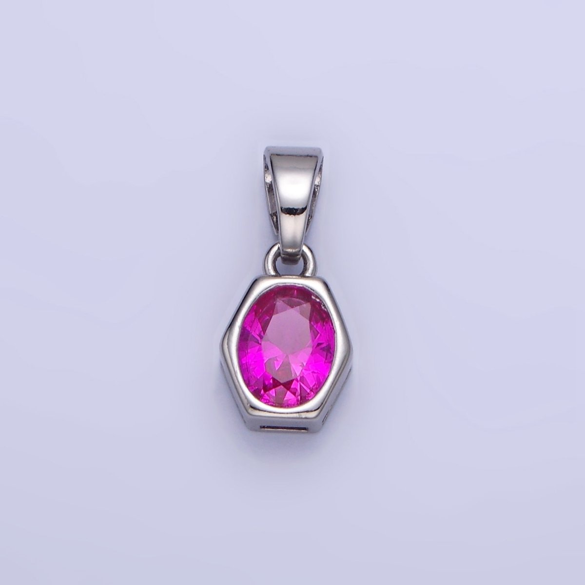 14K Gold Filled Birthstone CZ Hexagonal Pendant in Gold & Silver | AA1282 - AA1295