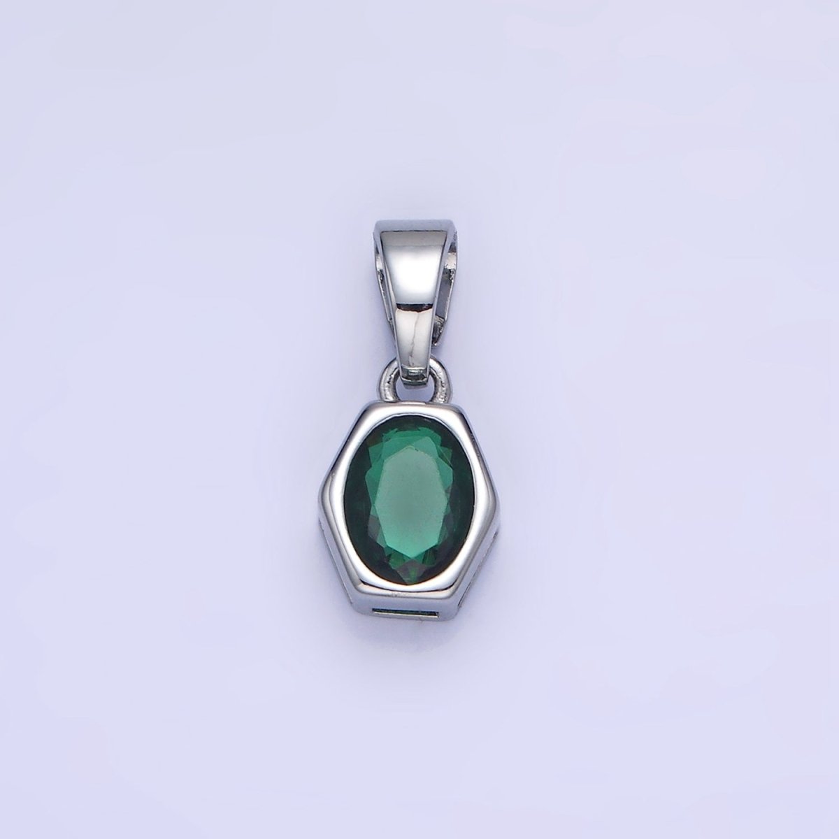 14K Gold Filled Birthstone CZ Hexagonal Pendant in Gold & Silver | AA1282 - AA1295