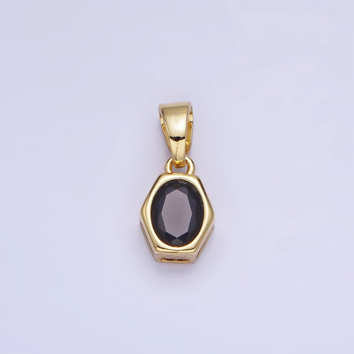 14K Gold Filled Birthstone CZ Hexagonal Pendant in Gold & Silver | AA1282 - AA1295