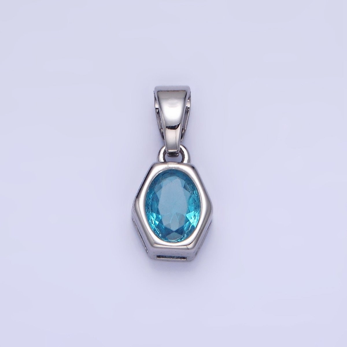 14K Gold Filled Birthstone CZ Hexagonal Pendant in Gold & Silver | AA1282 - AA1295
