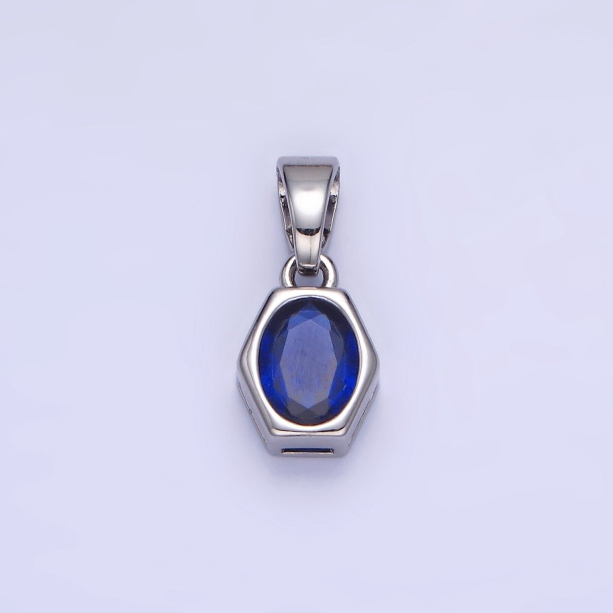 14K Gold Filled Birthstone CZ Hexagonal Pendant in Gold & Silver | AA1282 - AA1295