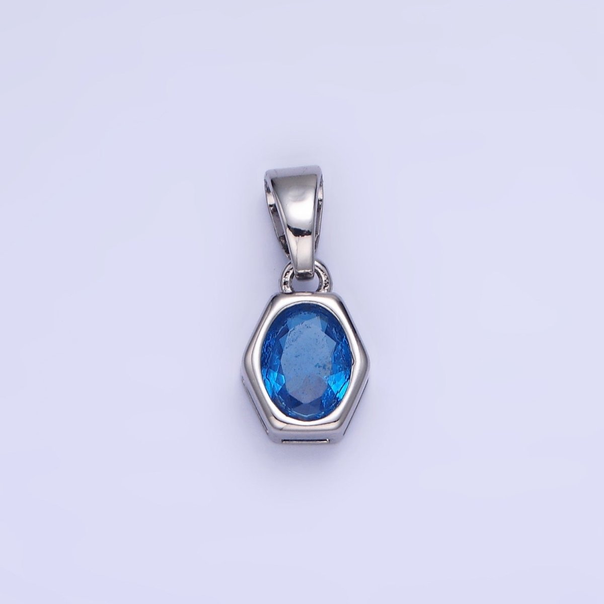 14K Gold Filled Birthstone CZ Hexagonal Pendant in Gold & Silver | AA1282 - AA1295