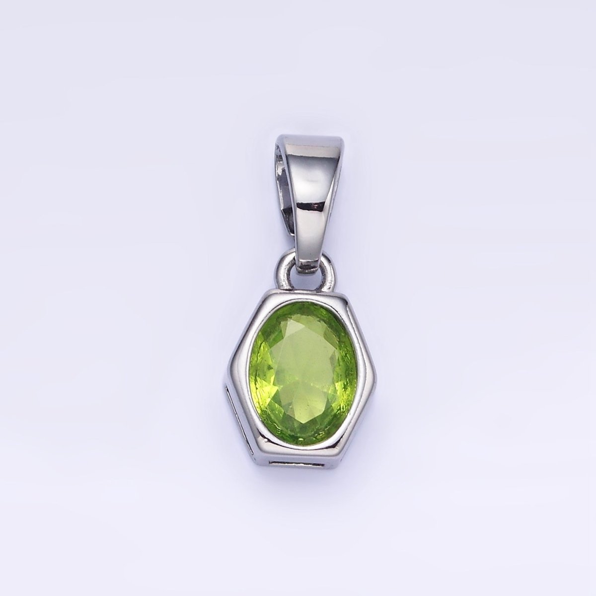 14K Gold Filled Birthstone CZ Hexagonal Pendant in Gold & Silver | AA1282 - AA1295