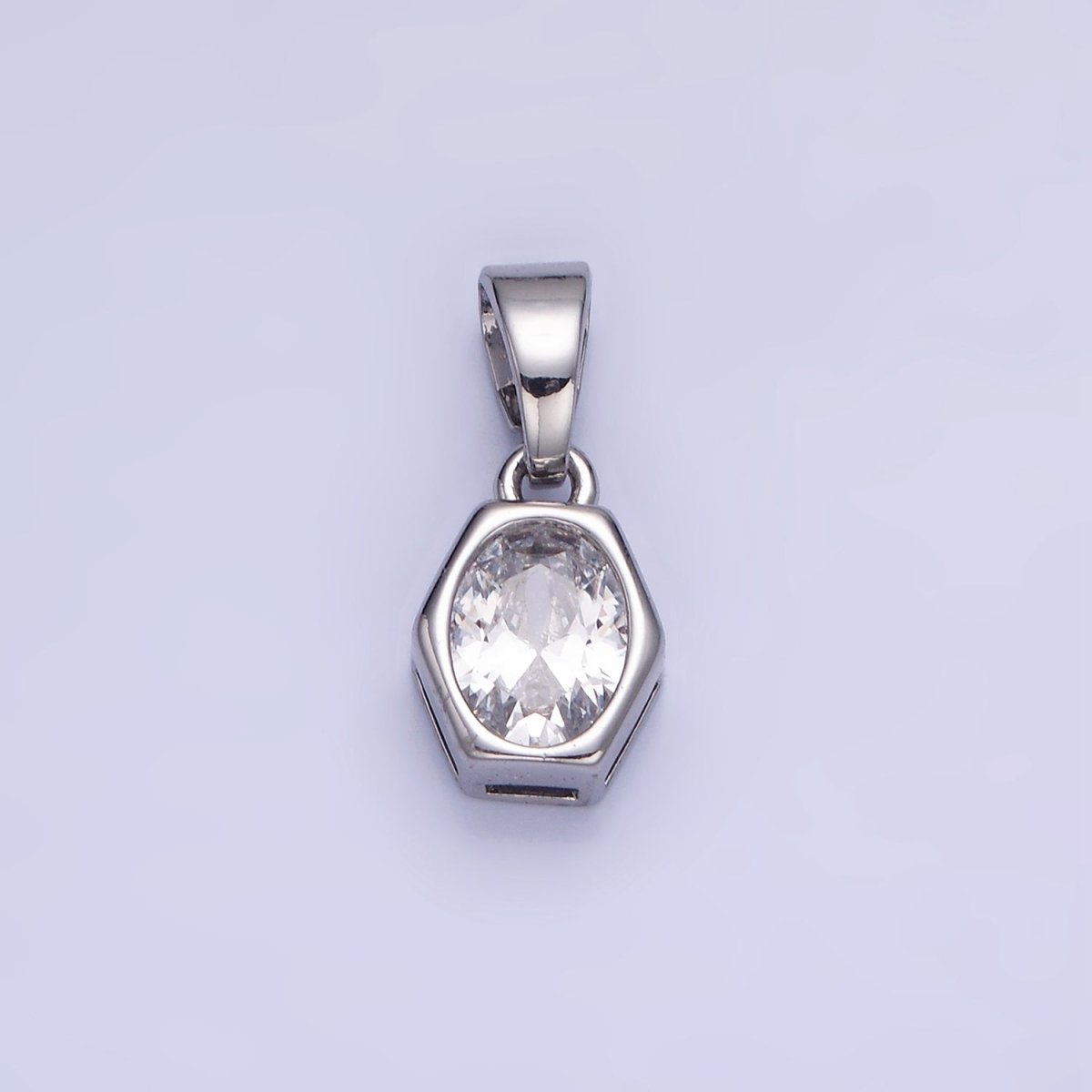 14K Gold Filled Birthstone CZ Hexagonal Pendant in Gold & Silver | AA1282 - AA1295