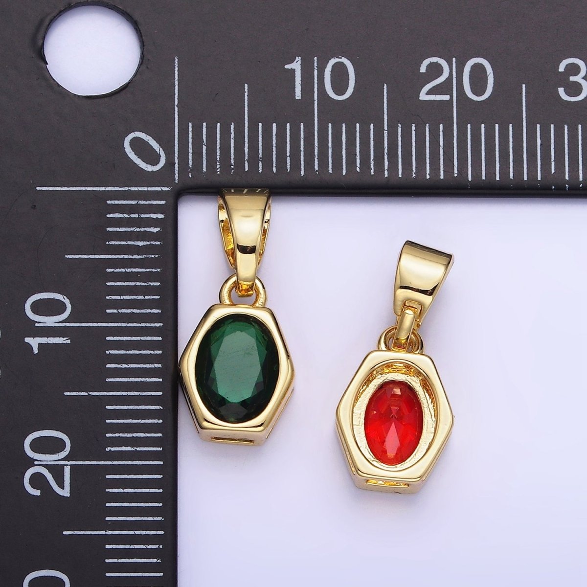14K Gold Filled Birthstone CZ Hexagonal Pendant in Gold & Silver | AA1282 - AA1295