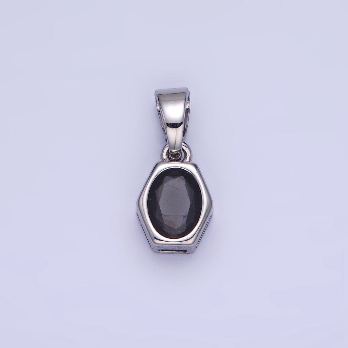 14K Gold Filled Birthstone CZ Hexagonal Pendant in Gold & Silver | AA1282 - AA1295