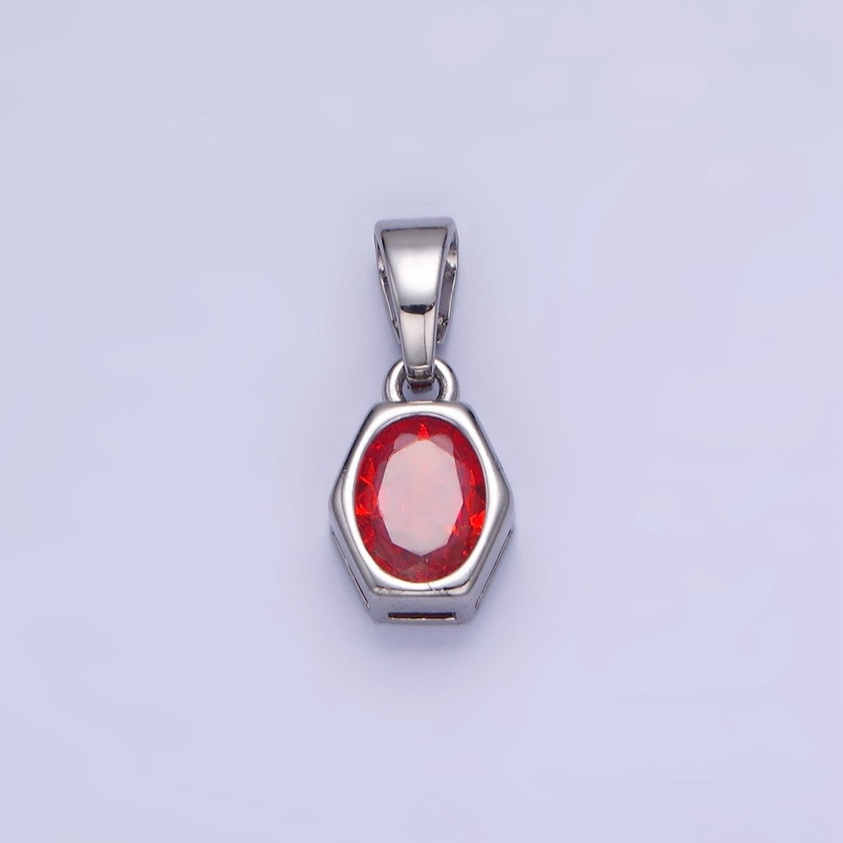 14K Gold Filled Birthstone CZ Hexagonal Pendant in Gold & Silver | AA1282 - AA1295