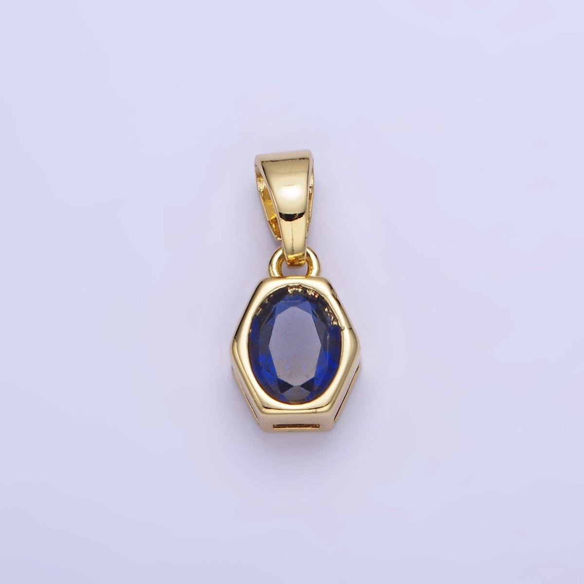 14K Gold Filled Birthstone CZ Hexagonal Pendant in Gold & Silver | AA1282 - AA1295