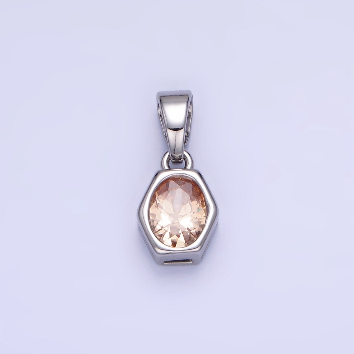 14K Gold Filled Birthstone CZ Hexagonal Pendant in Gold & Silver | AA1282 - AA1295