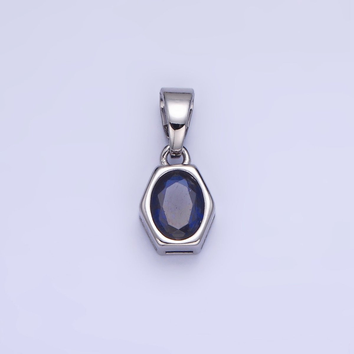 14K Gold Filled Birthstone CZ Hexagonal Pendant in Gold & Silver | AA1282 - AA1295