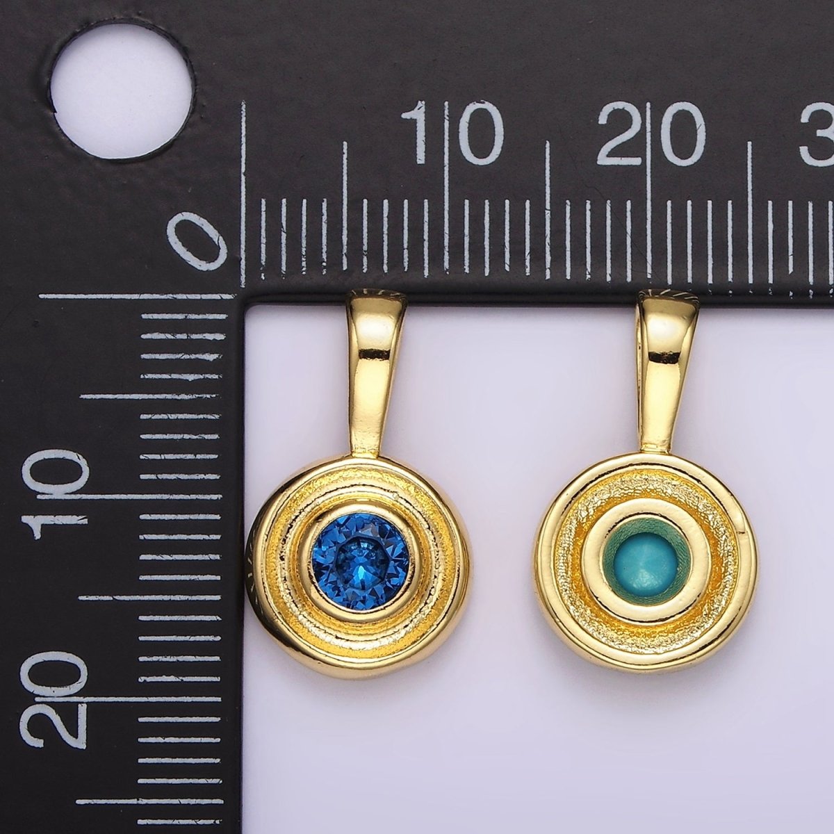 14K Gold Filled Birthstone CZ Lined-Bezel Round Pendant | N1970 - N1973