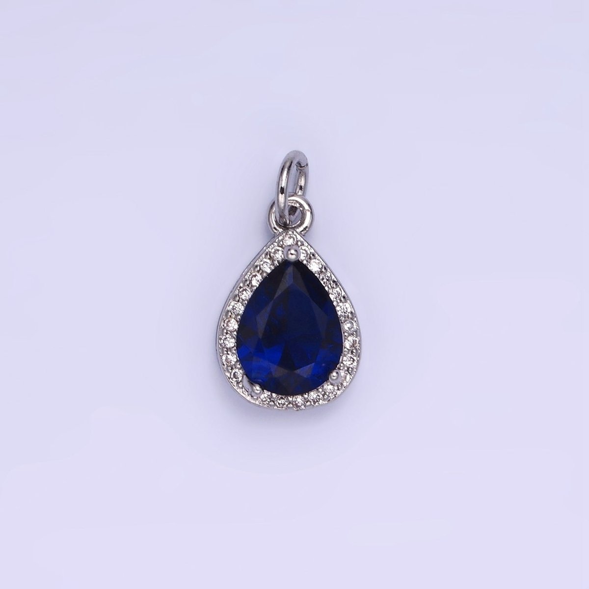 14K Gold Filled Birthstone CZ Teardrop Micro Paved Charm in Gold & Silver | W696 - W703, W751 - W757