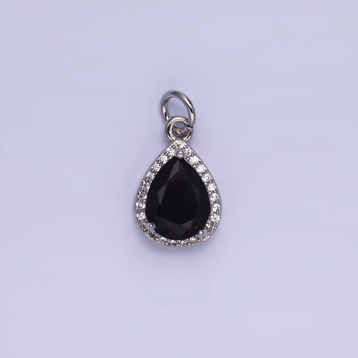 14K Gold Filled Birthstone CZ Teardrop Micro Paved Charm in Gold & Silver | W696 - W703, W751 - W757