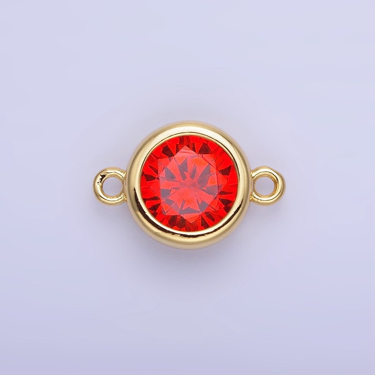 14K Gold Filled Birthstone CZ Round Bezel Connector | G937 - G944