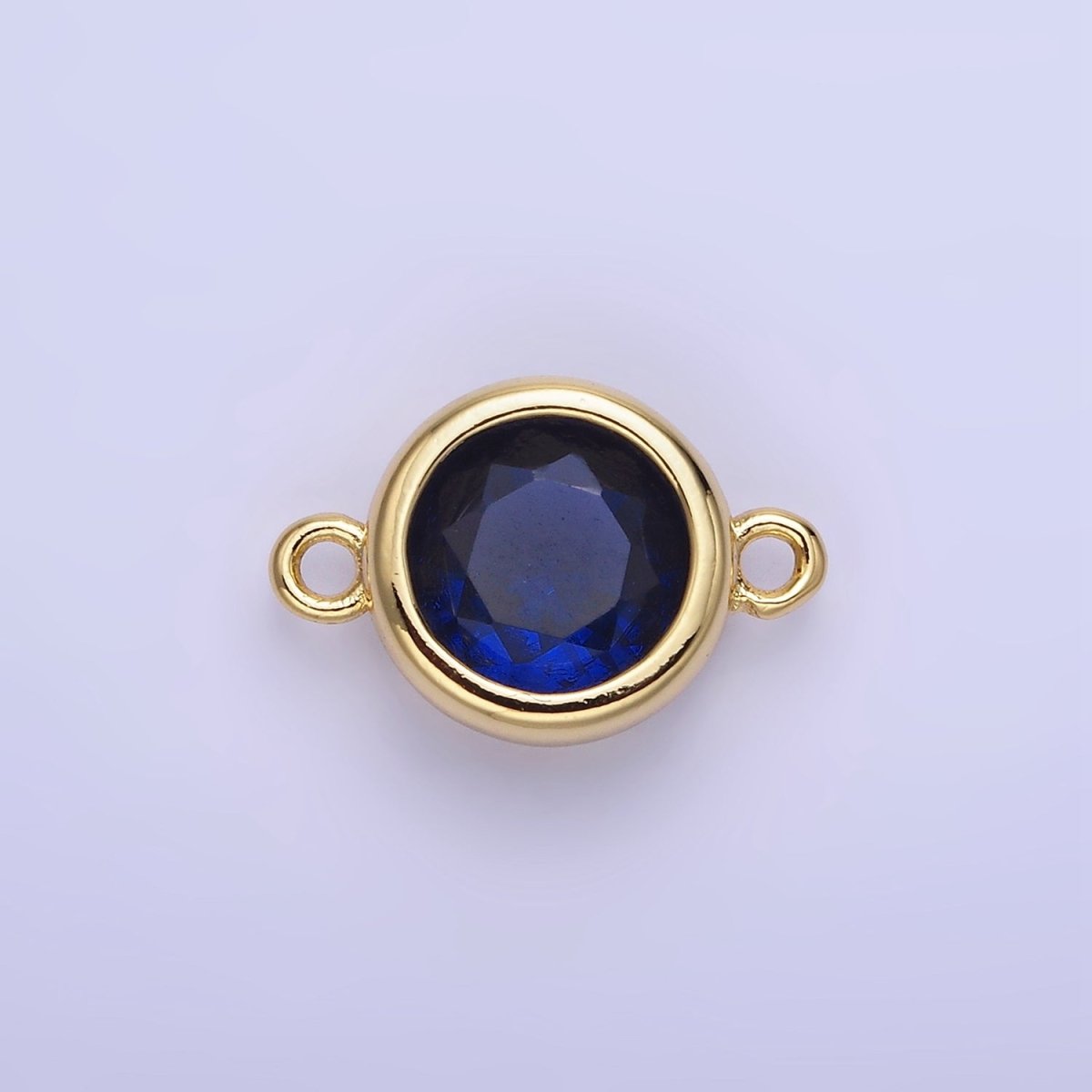 14K Gold Filled Birthstone CZ Round Bezel Connector | G937 - G944