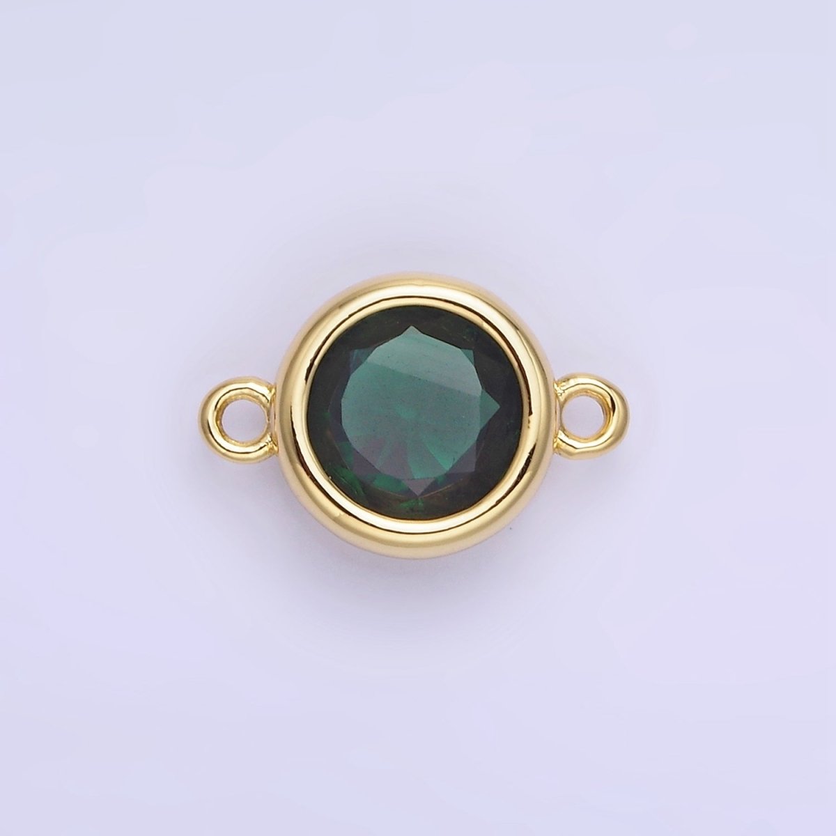 14K Gold Filled Birthstone CZ Round Bezel Connector | G937 - G944