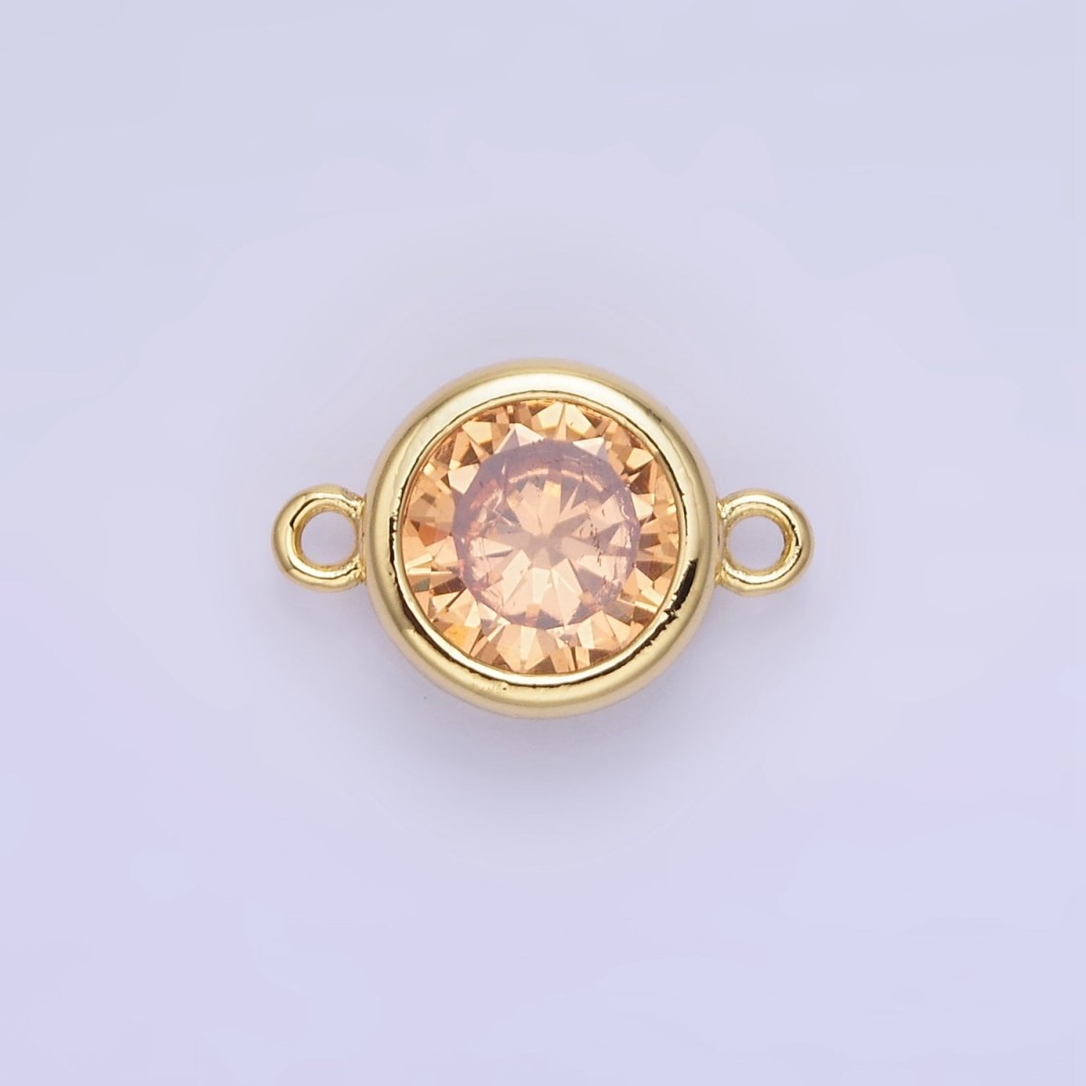 14K Gold Filled Birthstone CZ Round Bezel Connector | G937 - G944