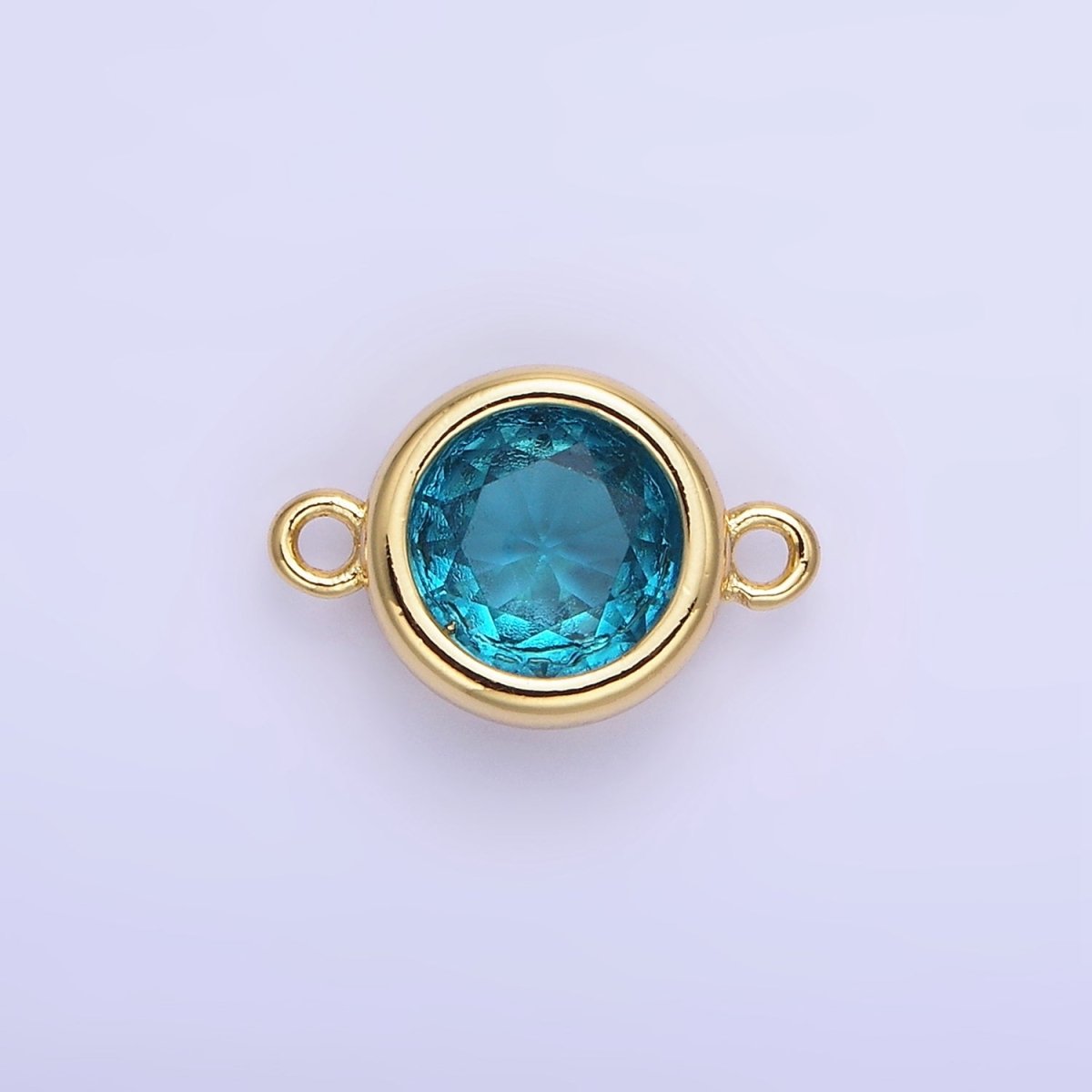 14K Gold Filled Birthstone CZ Round Bezel Connector | G937 - G944