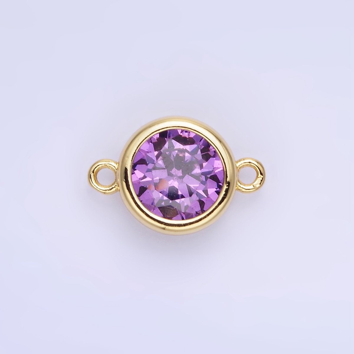 14K Gold Filled Birthstone CZ Round Bezel Connector | G937 - G944
