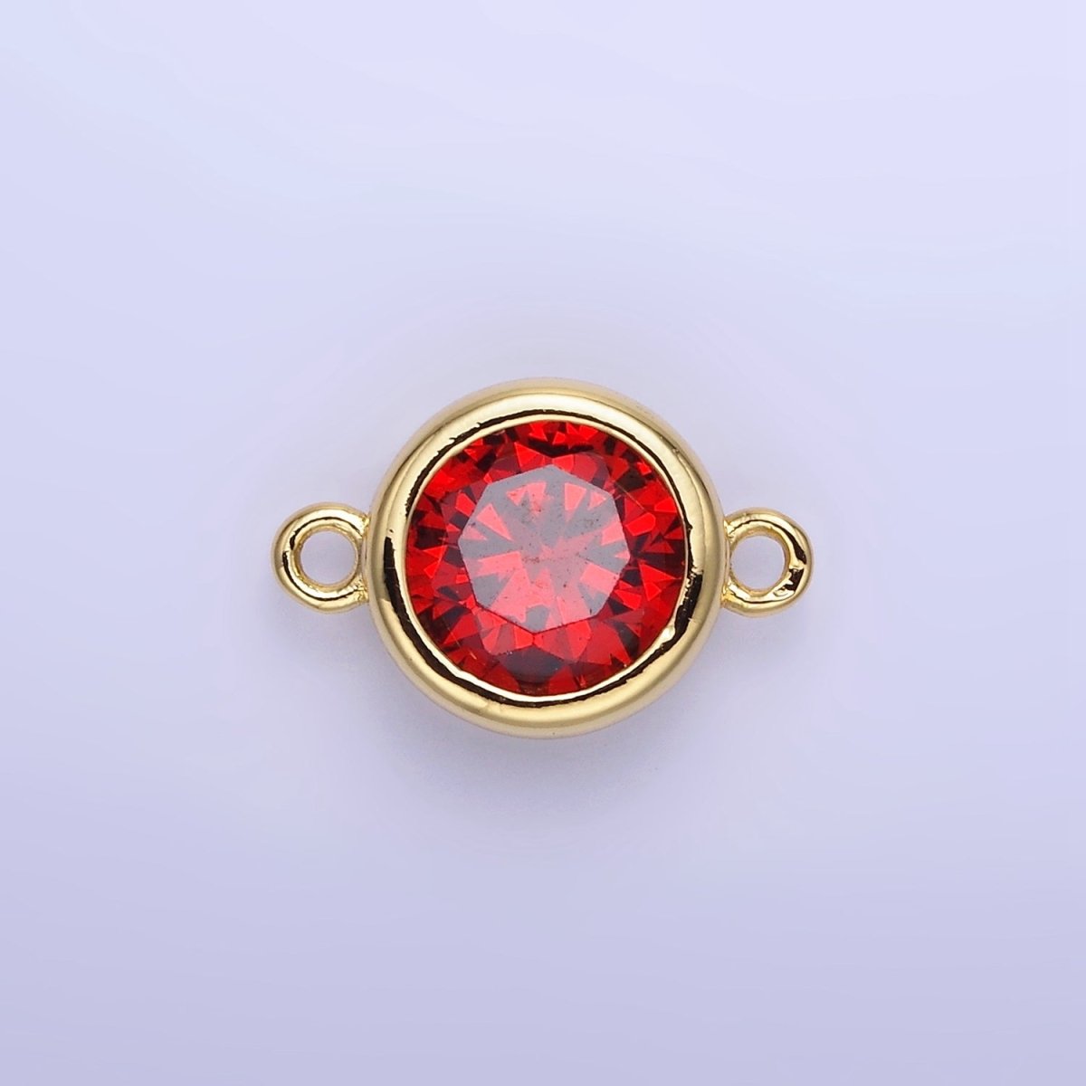 14K Gold Filled Birthstone CZ Round Bezel Connector | G937 - G944