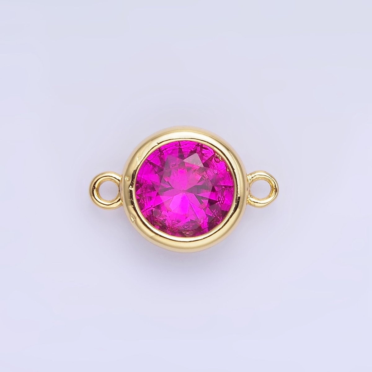 14K Gold Filled Birthstone CZ Round Bezel Connector | G937 - G944