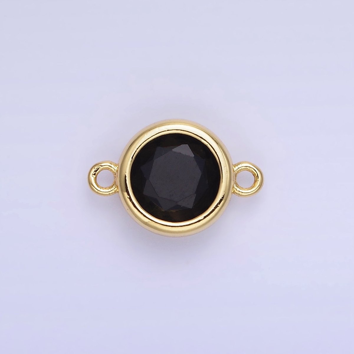 14K Gold Filled Birthstone CZ Round Bezel Connector | G937 - G944