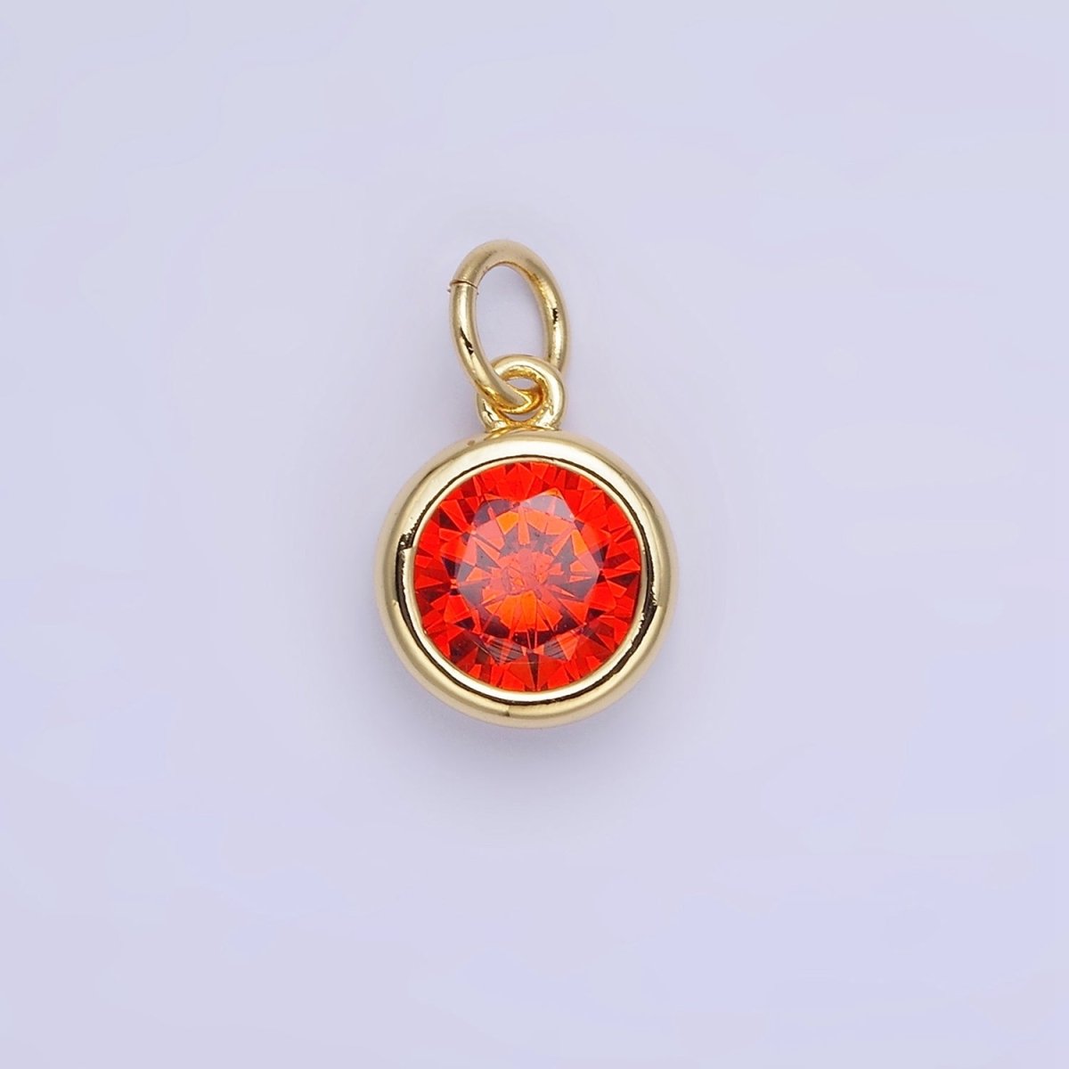 14K Gold Filled Birthstone Round Bezel Charm in Gold & Silver | AG788 - AG795