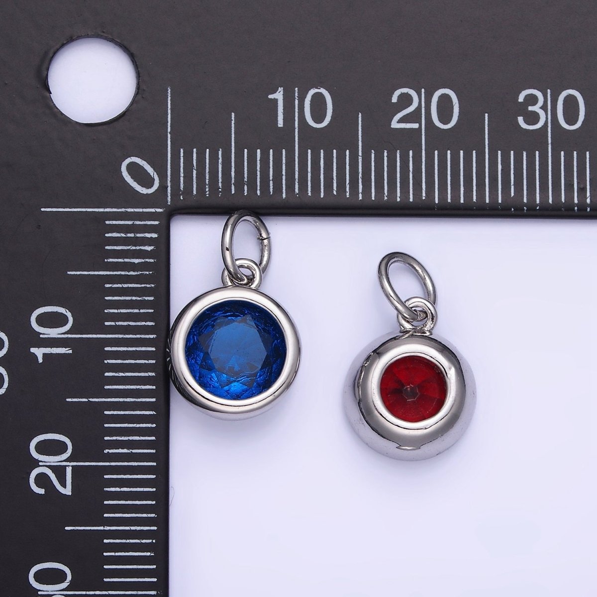 14K Gold Filled Birthstone Round Bezel Charm in Gold & Silver | AG788 - AG795