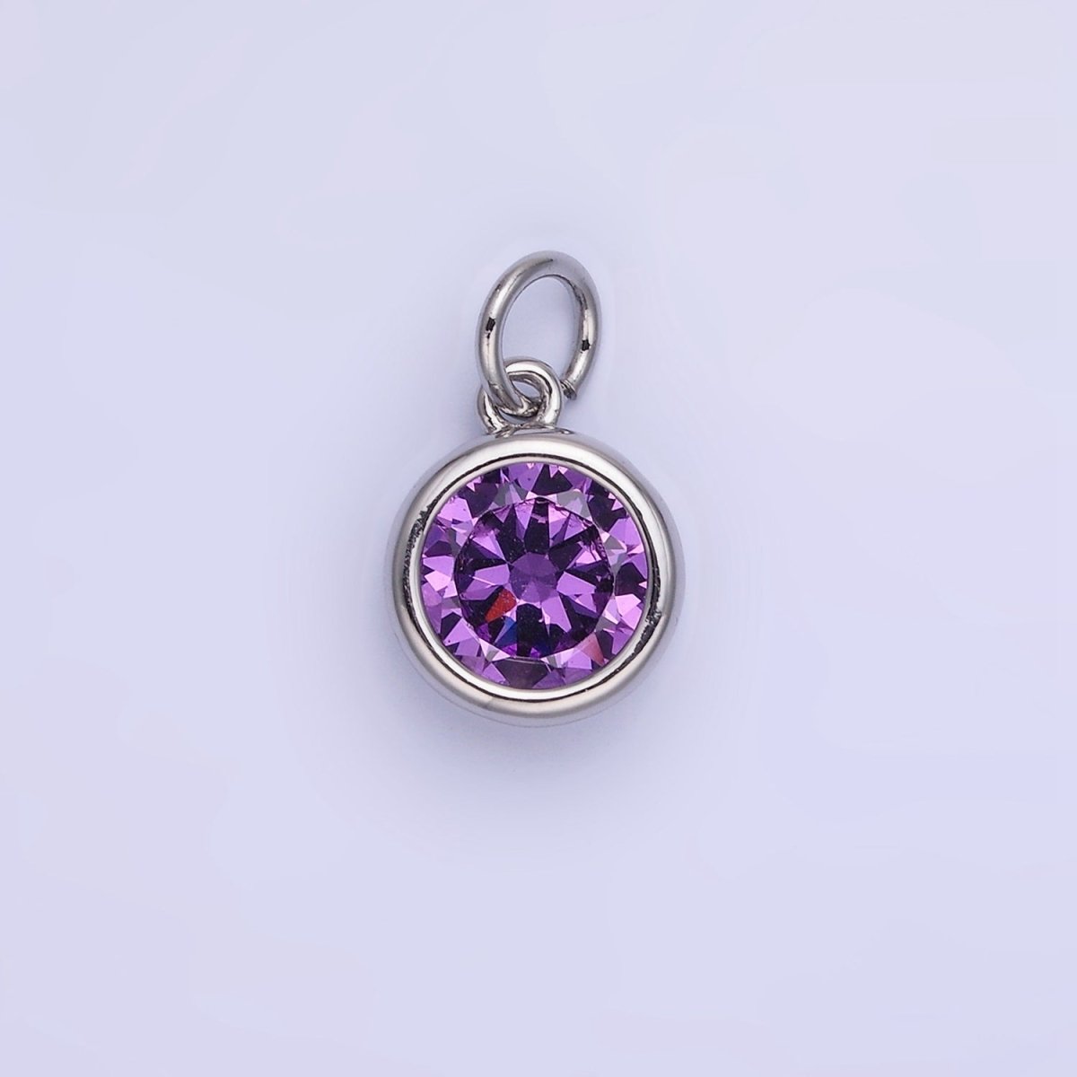 14K Gold Filled Birthstone Round Bezel Charm in Gold & Silver | AG788 - AG795