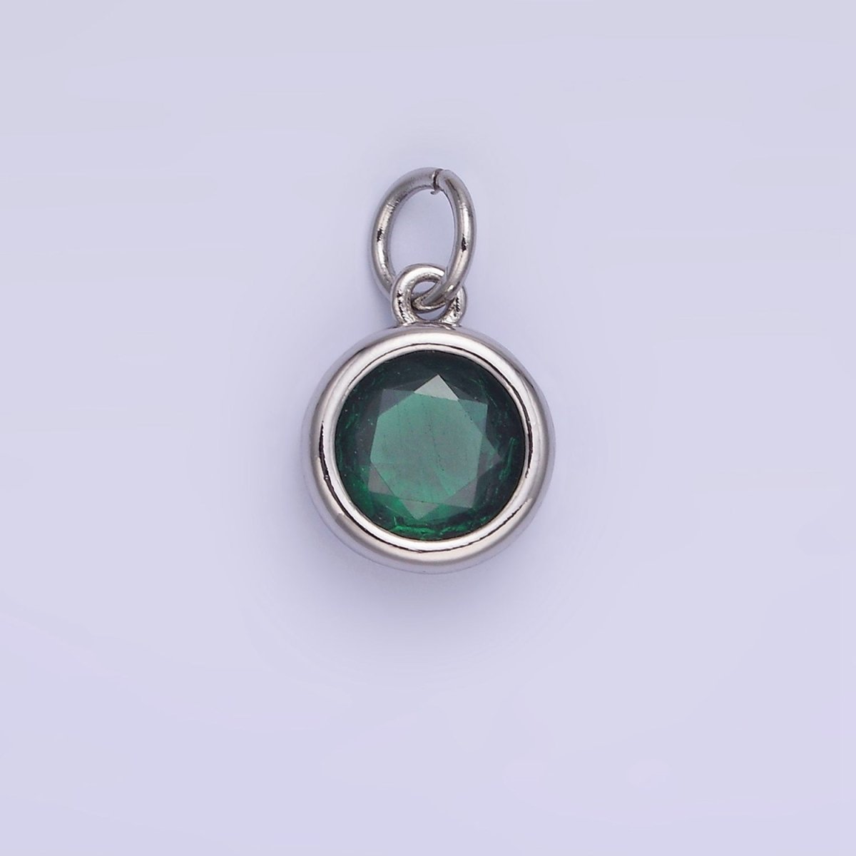 14K Gold Filled Birthstone Round Bezel Charm in Gold & Silver | AG788 - AG795