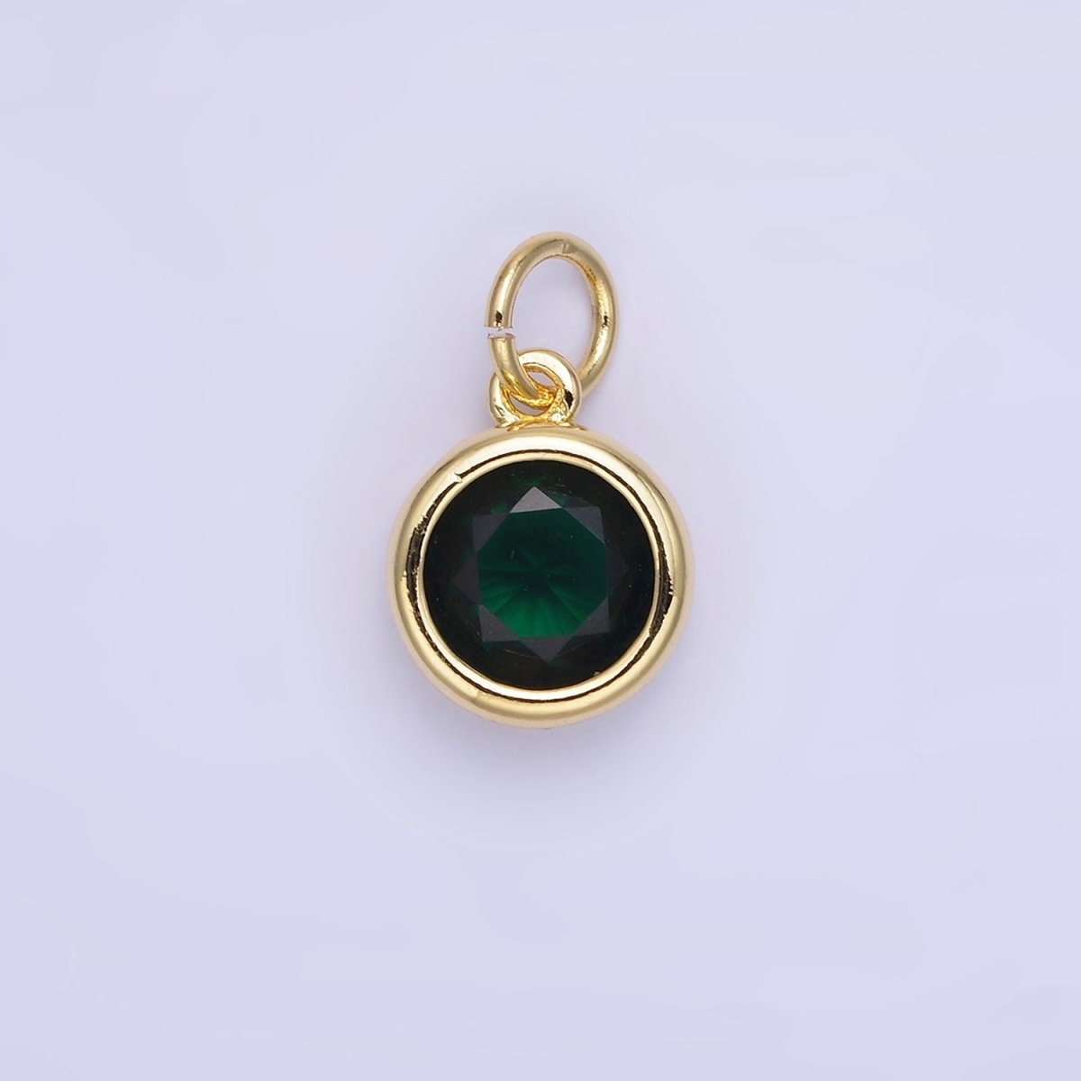 14K Gold Filled Birthstone Round Bezel Charm in Gold & Silver | AG788 - AG795
