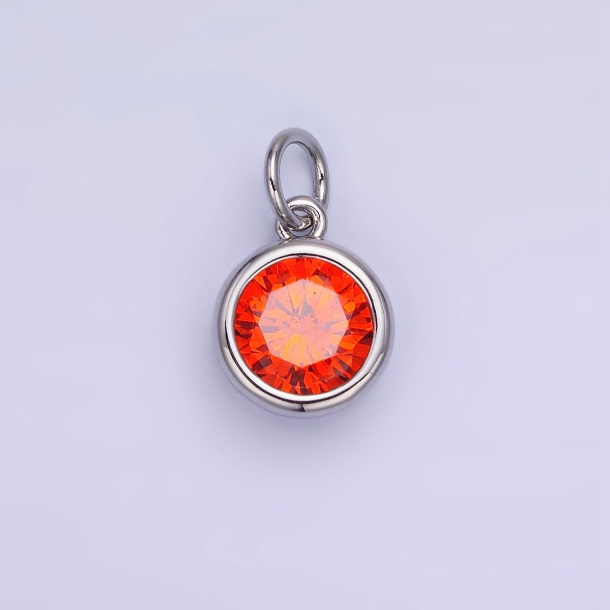 14K Gold Filled Birthstone Round Bezel Charm in Gold & Silver | AG788 - AG795