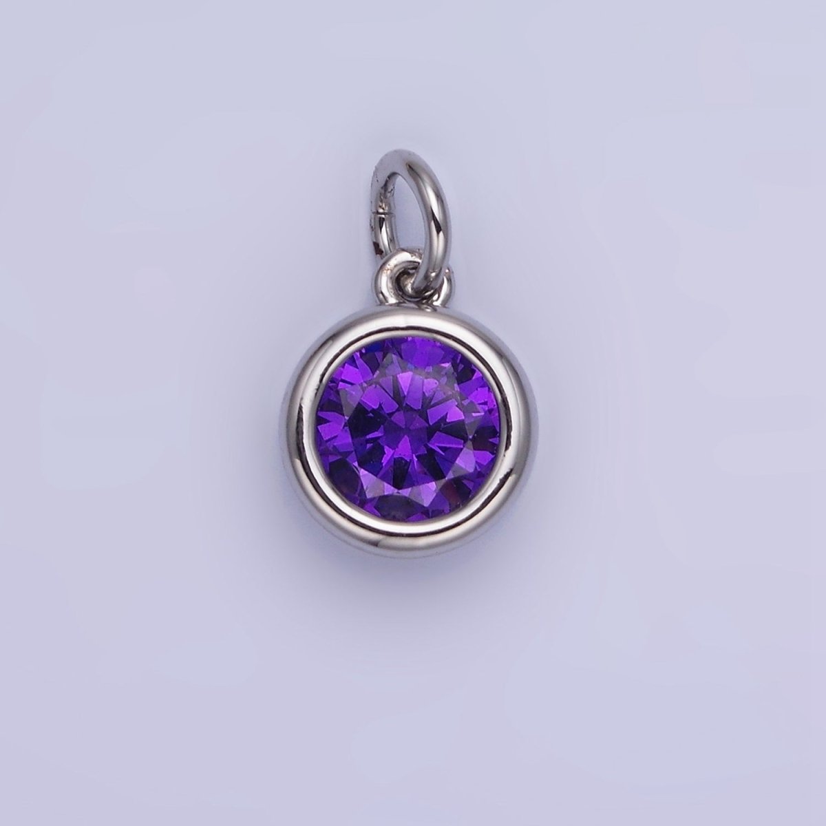 14K Gold Filled Birthstone Round Bezel Charm in Gold & Silver | AG788 - AG795