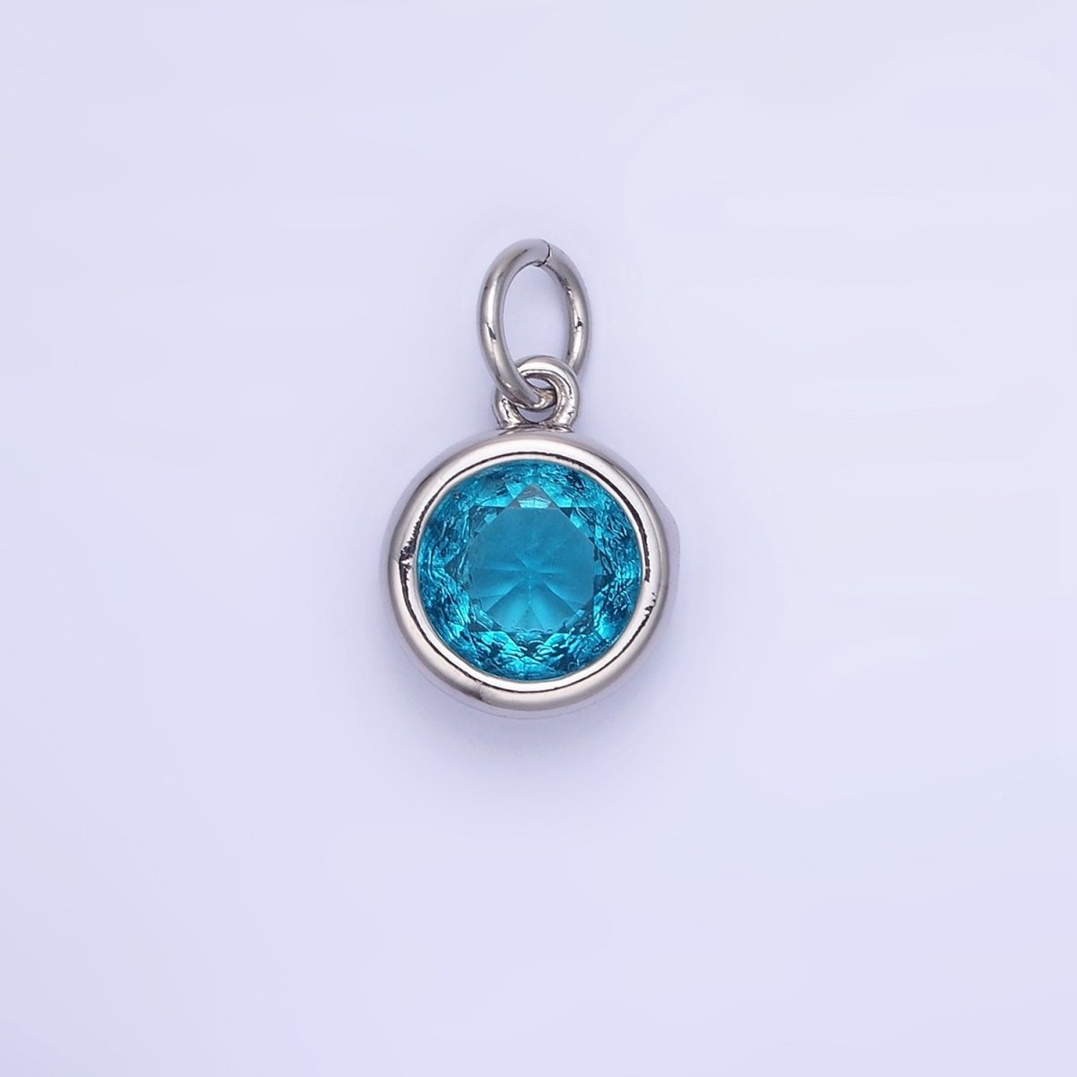 14K Gold Filled Birthstone Round Bezel Charm in Gold & Silver | AG788 - AG795