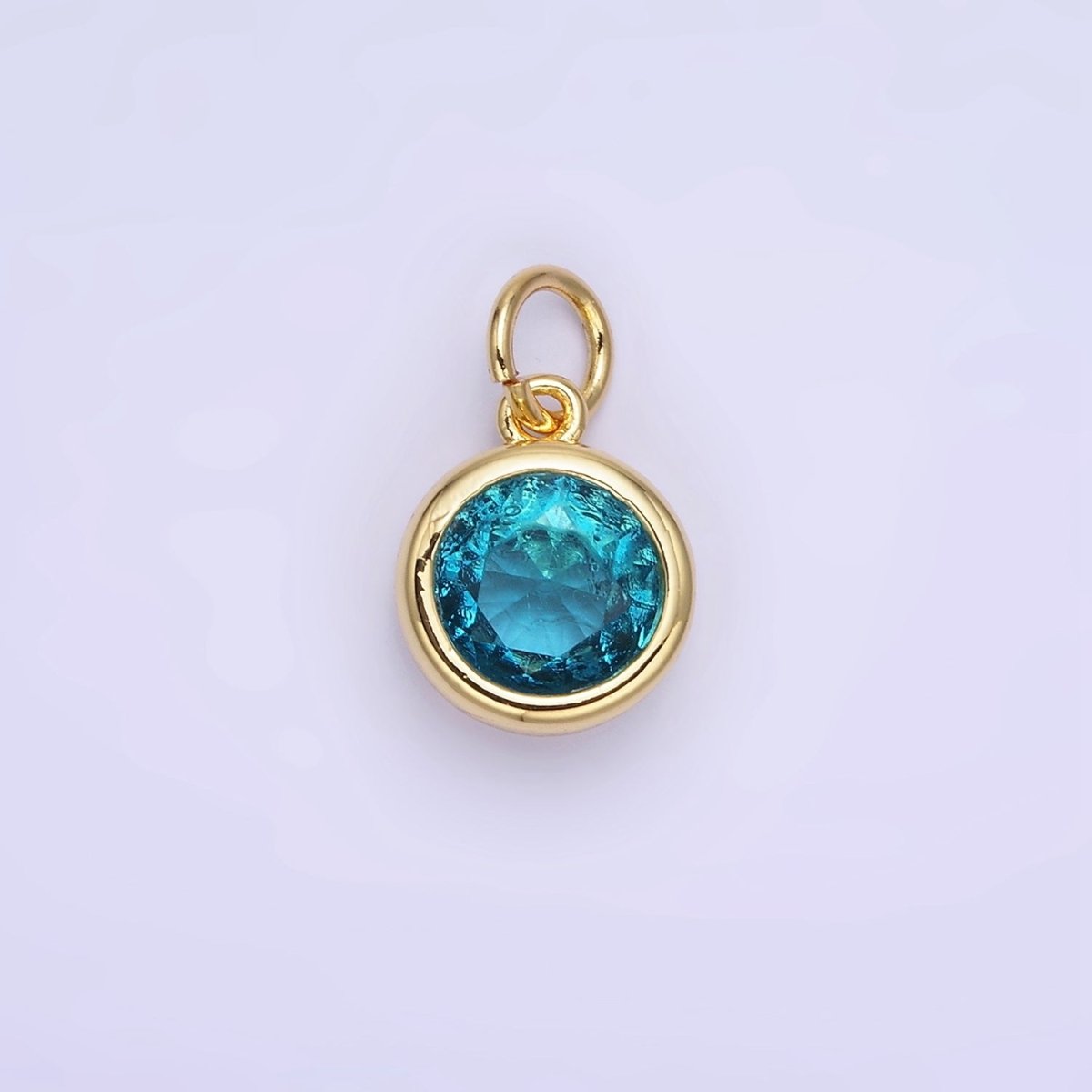14K Gold Filled Birthstone Round Bezel Charm in Gold & Silver | AG788 - AG795