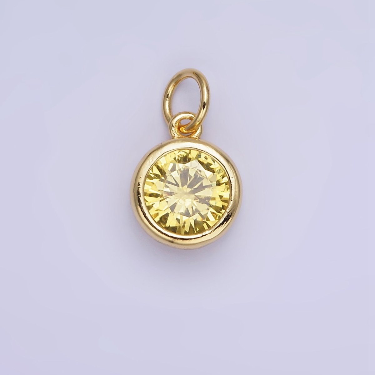 14K Gold Filled Birthstone Round Bezel Charm in Gold & Silver | AG788 - AG795
