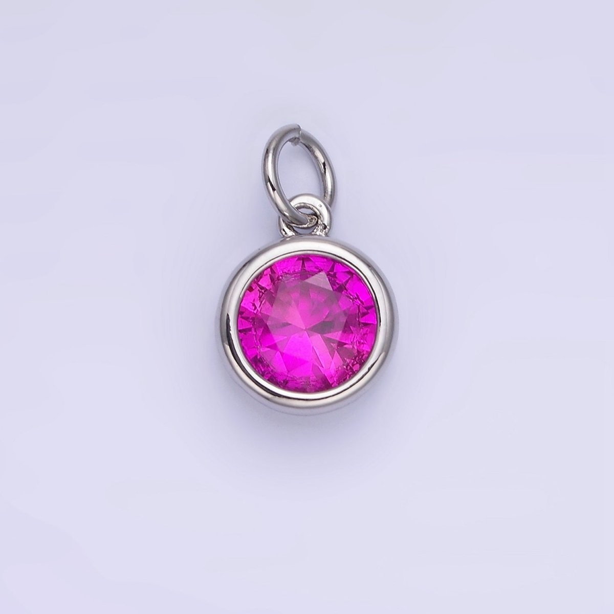 14K Gold Filled Birthstone Round Bezel Charm in Gold & Silver | AG788 - AG795