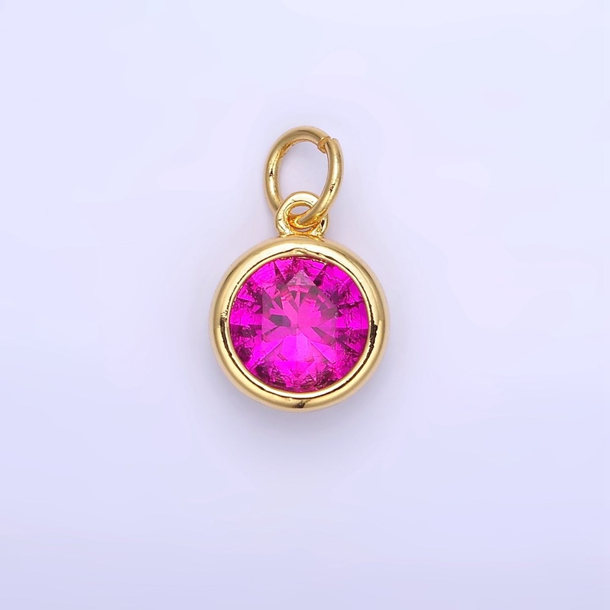 14K Gold Filled Birthstone Round Bezel Charm in Gold & Silver | AG788 - AG795