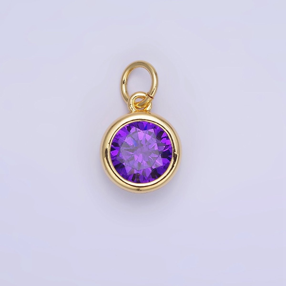 14K Gold Filled Birthstone Round Bezel Charm in Gold & Silver | AG788 - AG795