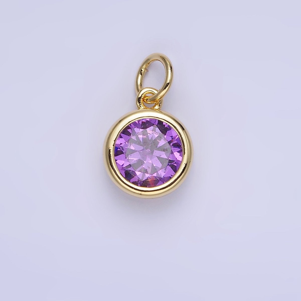 14K Gold Filled Birthstone Round Bezel Charm in Gold & Silver | AG788 - AG795