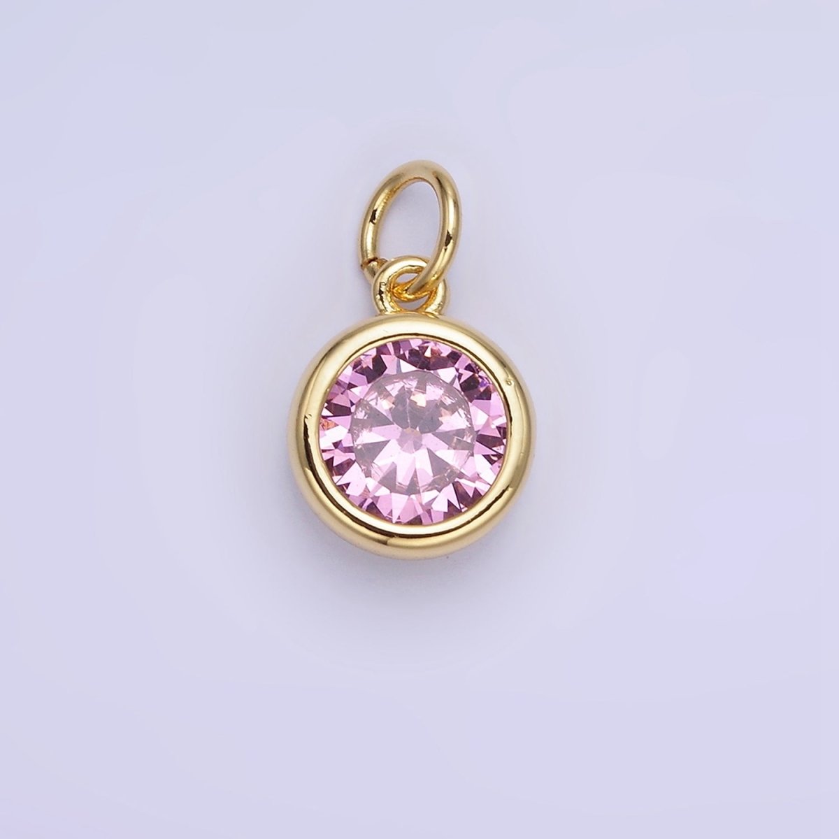 14K Gold Filled Birthstone Round Bezel Charm in Gold & Silver | AG788 - AG795