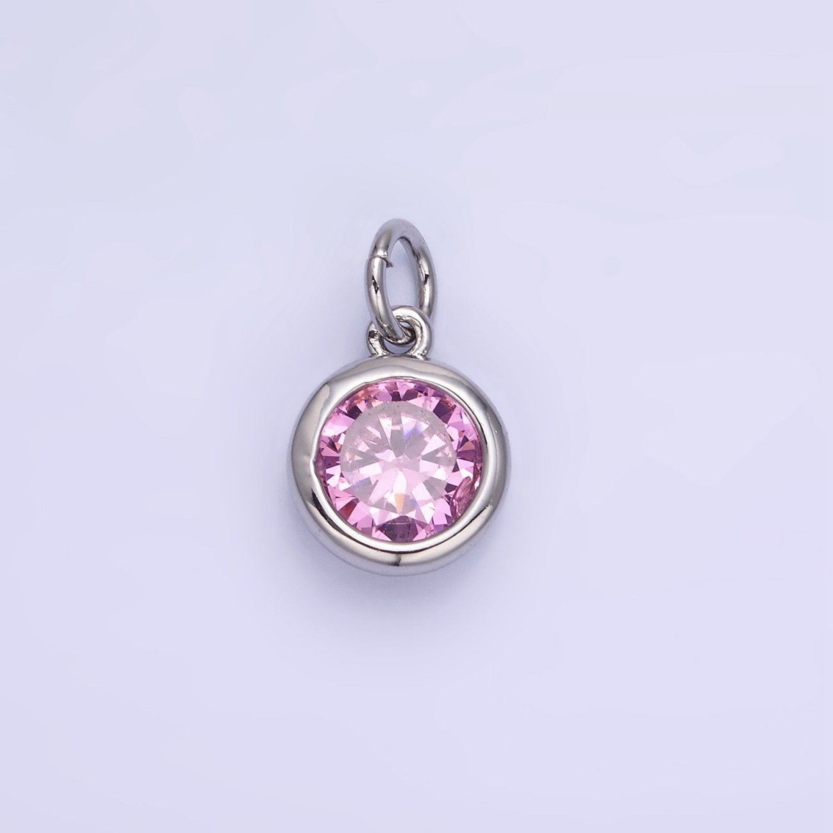 14K Gold Filled Birthstone Round Bezel Charm in Gold & Silver | AG788 - AG795