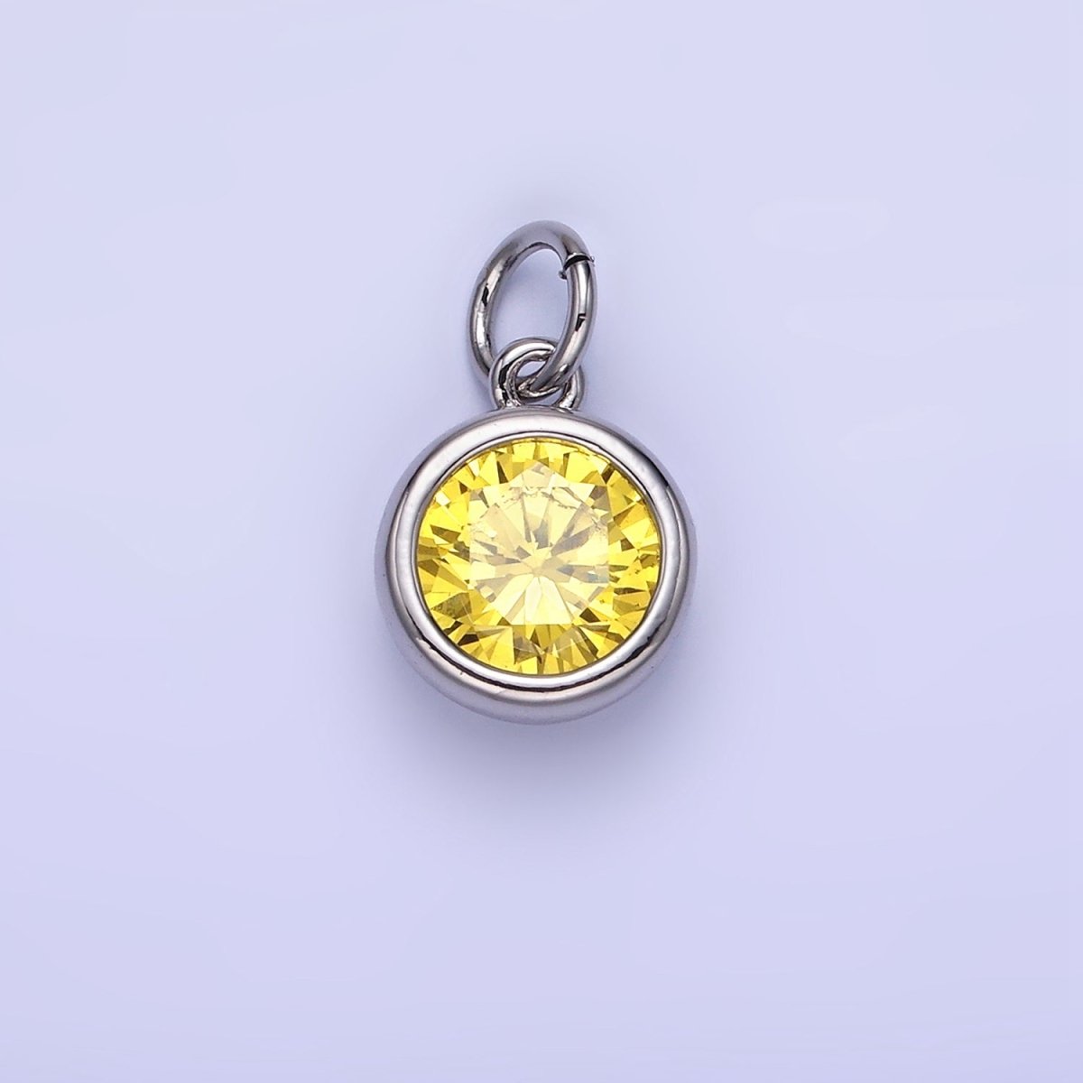 14K Gold Filled Birthstone Round Bezel Charm in Gold & Silver | AG788 - AG795