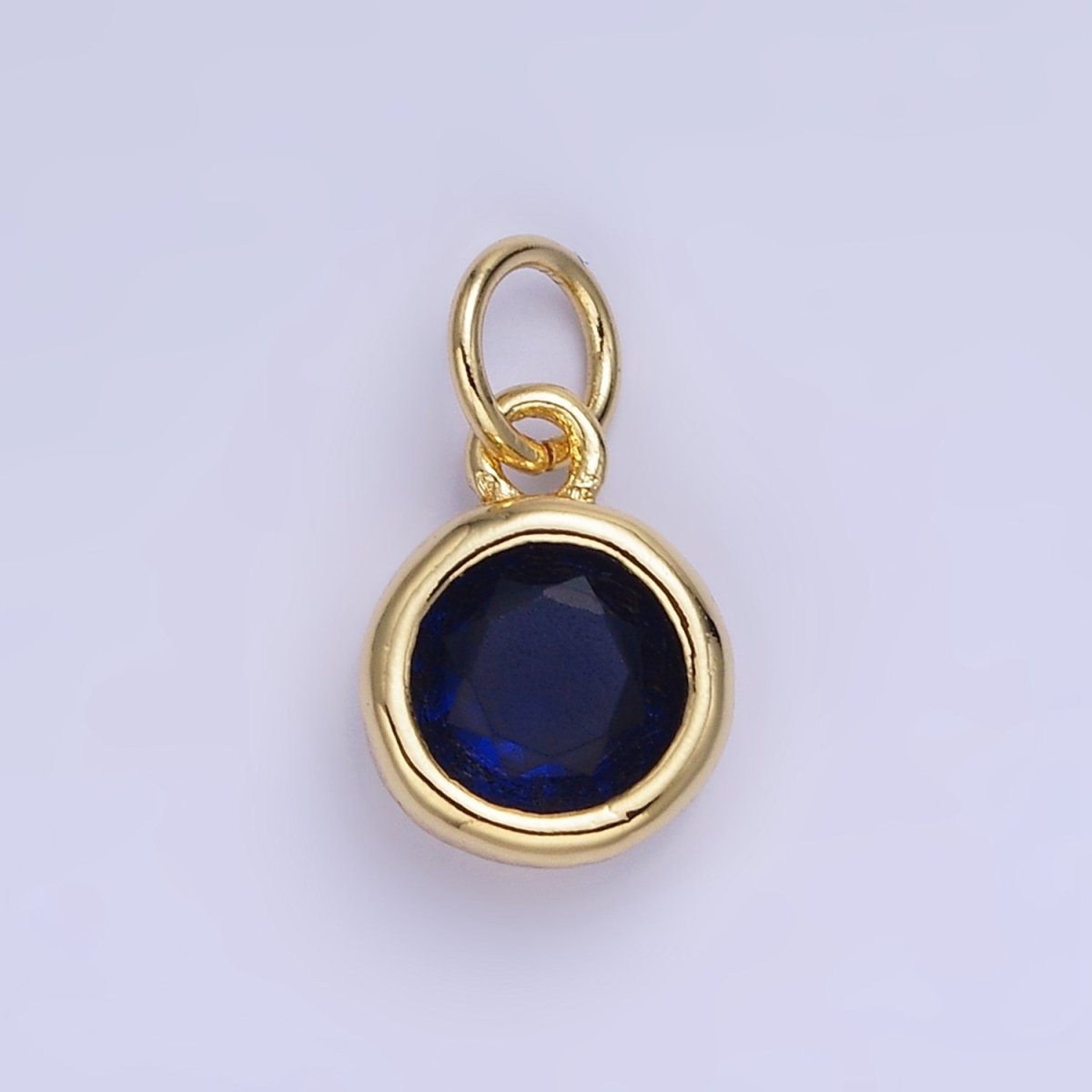 14K Gold Filled Birthstone Round CZ Bezel Charm in Gold & Silver | AG796 - AG811